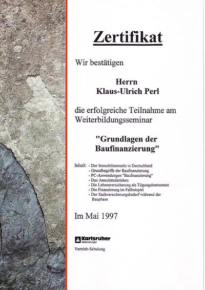 Zertifikat Ulrich Perl