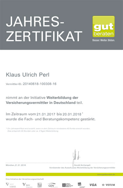 Zertifikat Ulrich Perl