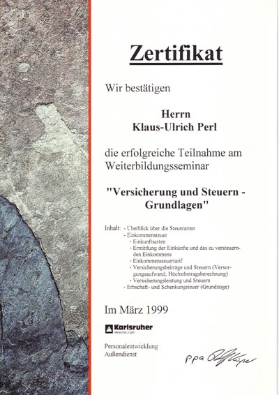 Zertifikat Ulrich Perl