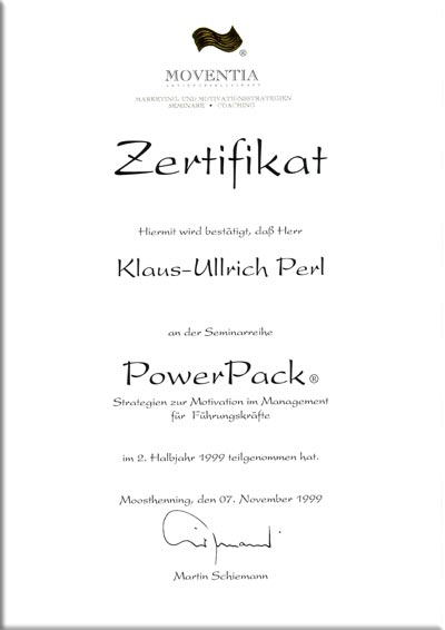 Zertifikat Ulrich Perl